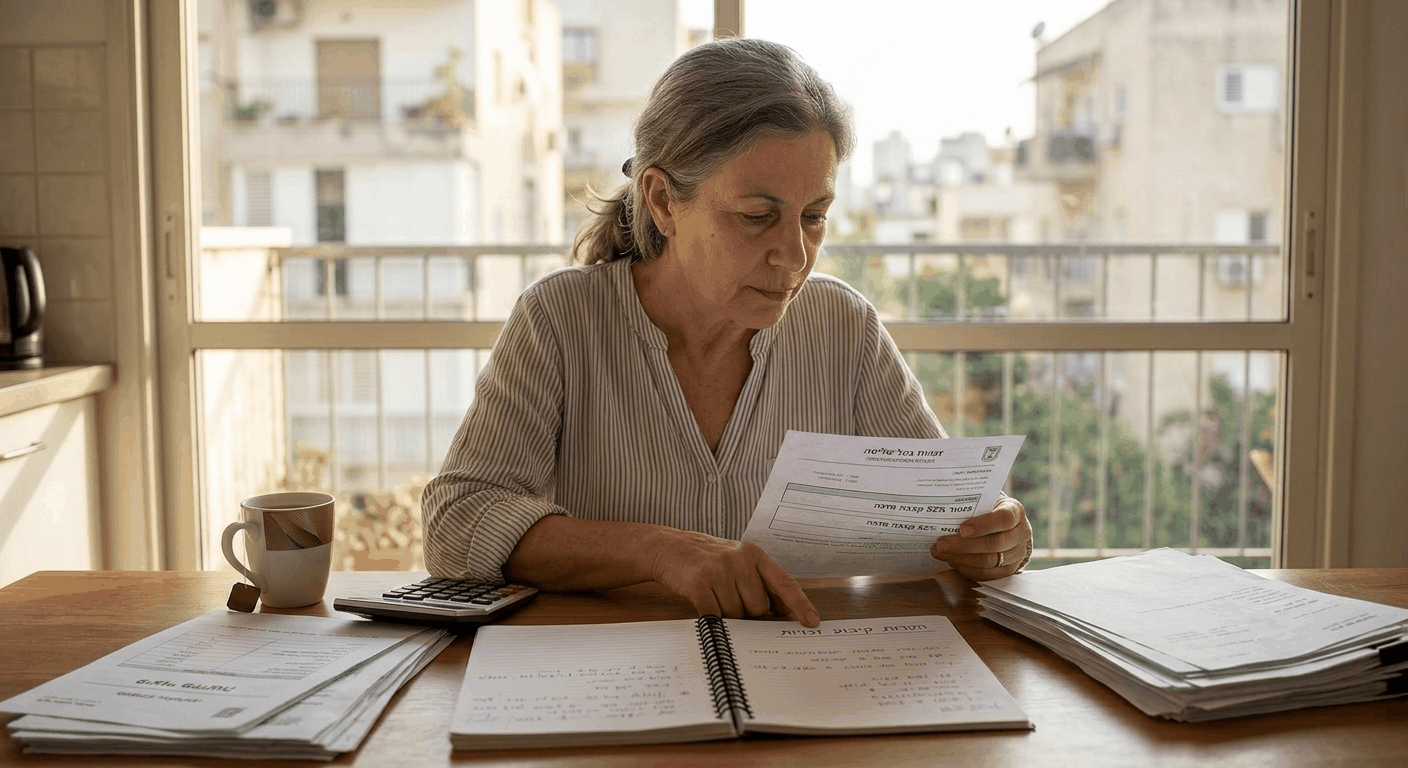 בעלת שליטה ישראלית בוגרת בטבעת המטבח עם מסמכי קיבוע זכויות ודוקומנטים פיננסיים לפרישה מוכנה