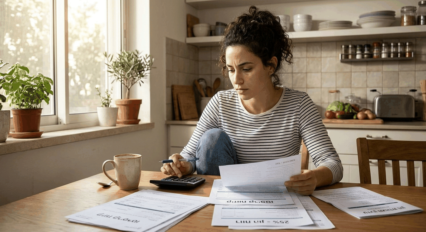 משקיעת קריפטו ישראלית בוחנת עם יועצת מס דוחות מ-Binance ו-Coinbase, מסך עם נתוני CARF 2026 וטופס 1322 רווחי הון במשרד מואר באור טבעי