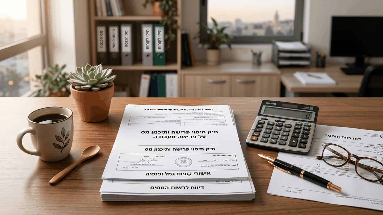 ייעוץ מס לפרישה - מסמכי מיסוי פרישה על שולחן יועץ המס