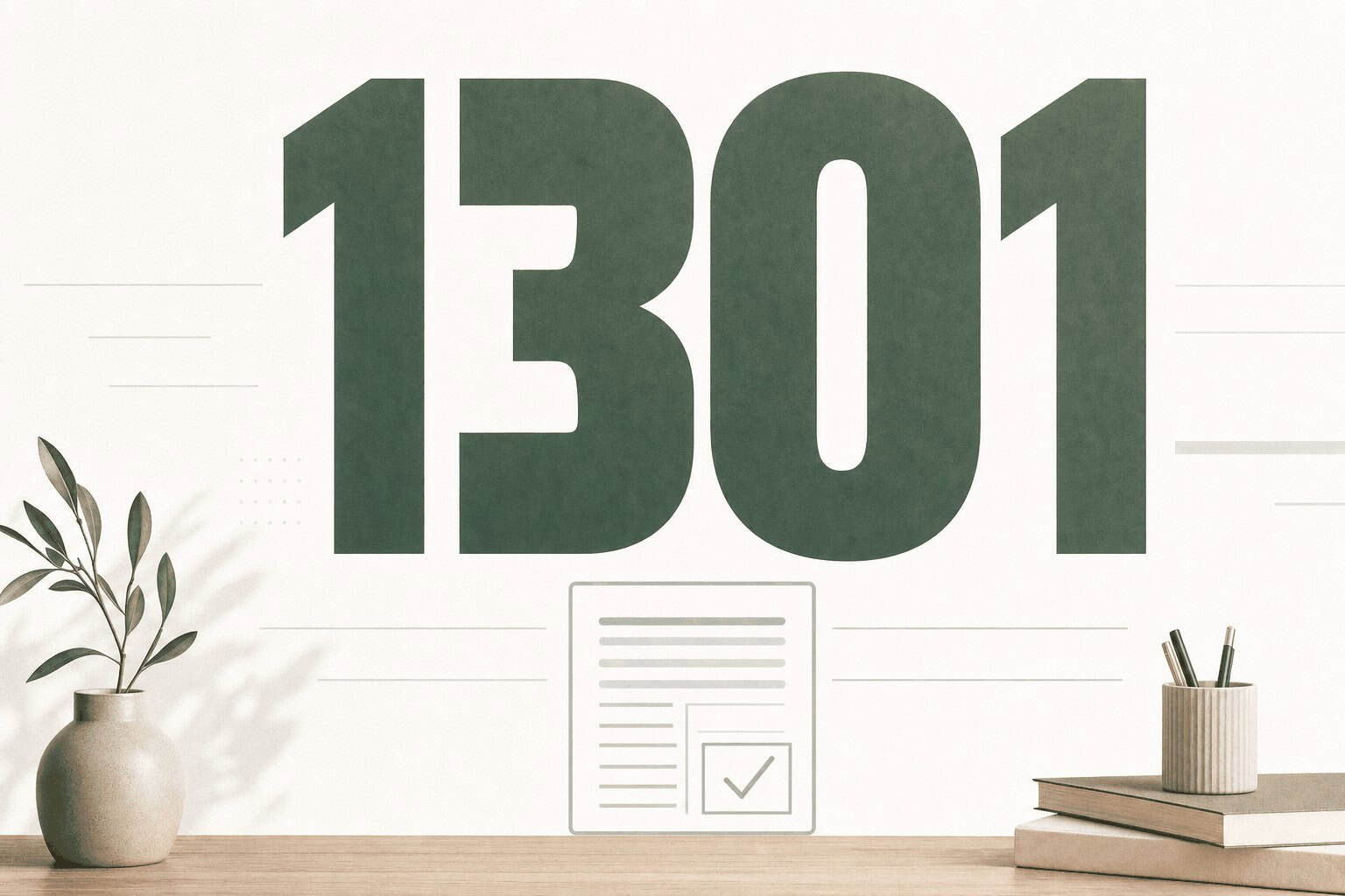 פוסטר טיפוגרפי נועז עם המספר 1301 בגודל ענק - ייצוג גראפי של טופס המס החשוב ביותר לעצמאים